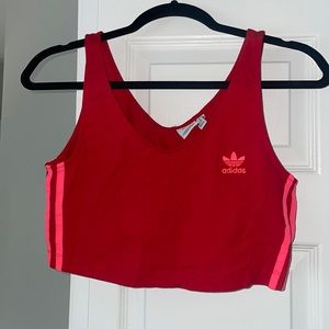 Red adidas crop top
